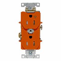 LEVITON Isolated Ground Duplex Receptacle Outlet: Duplex, 5-15, Orange, 125V AC, 15 A (MPN T5262-IG)