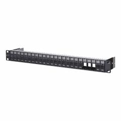 METZ CONNECT Patch Panel: Rack, ABS, 24 Ports, Unequipped (MPN 130A20-BK-E). Key specifications — Housing Material: ABS; Includes Connector: Unequipped; Mounting Type: Rack; Product Type: Module Frame; Connector Color: Black; Connection Type: Coax Module IEC.