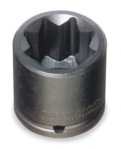 PROTO Impact Socket: 1/2 in Drive Size, SAE, 1 in Socket Size, 8-Point, Std - 1/2" Drive Impact Sockets