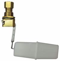 BOBBY Float Valve Assembly: For Water Media, Angle Valve Body, Rectangular, Bulkhead, 0.3 gpm, Adj (MPN RM292-1-N). Key specifications — Body Material: Plastic; Mounting: Bulkhead; Standards: NSF/ANSI 169 Special Purpose Food Equipment & Device; Arm Adjustability: Adjustable; Connection Gender - Side 1: Female; Brand: BOBBY; Connection Type - Side 1: Compression; Flow Rate: 0.3 gpm.