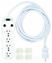 TRIPP LITE Outlet Strip: 4 Outlets, 15 ft Cord Lg, 15 A Current, UL 1363A, White, 5-15P, 1 1/2 in Wd (MPN PS-415-HG-OEM). Key specifications — Brand: TRIPP LITE; Mounting Style: Keyhole.