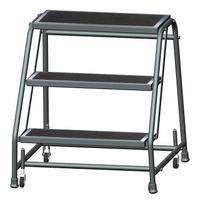 BALLYMORE Step Stool: 2.4 ft Overall Ht, 450 lb Load Cap, 3 Steps, Steel, 2.4 ft Standing Ht (MPN 326R). Key specifications — attr1051722: Rolling Step Stool; attr1051697: BALLYMORE; attr1051699: (4) Swivel; attr1051702: Gray; attr1051713: Handrails Not Included; attr1051726: Rectangle.
