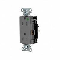 HUBBELL Receptacle: Hospital Grade, Decorator Duplex, 5-15R, Gray, 125V AC, 15 A, 2 Pole / 3 Wire (MPN HBL2172STGYTR)