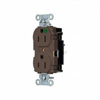 HUBBELL Receptacle: Hospital Grade, Duplex, 5-15R, Brown, 125V AC, 15 A, 2 Pole / 3 Wire (MPN 8200ST)