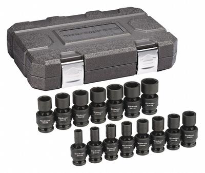 GEARWRENCH Socket Set: 3/8 in Drive Size, 10 mm to 24 mm Socket Size Range, Manganese Phosphate - SAE Impact Socket Sets