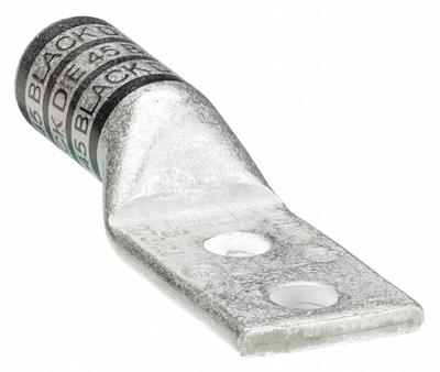 APPROVED VENDOR Compression Lug: For 2/0 AWG, Stranded Wire, 3/8 in Stud Size, Long - Two-Hole Compression Lugs