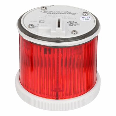 EDWARDS SIGNALING Tower Light Module: Flashing/Steady, 120V AC, Red, 70 mm Overall Dia - Multimode Light Modules