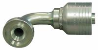 AEROQUIP Hydraulic Flange Fitting: 1 1/4 in Hydraulic Hose I.D., 2 1/8 in Hydraulic Flange Size (MPN 4S20FHB20). Key specifications — attr95970: 90° Elbow; attr95968: Carbon Steel; attr98911: AEROQUIP.