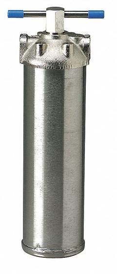 PENTAIR/PENTEK Water Filter Housing: 3/4 in, NPT, 12 7/8 in Overall Ht, 4 1/8 in Overall Dia, Silver (MPN 156017-75). Key specifications — Housing Material: 304 Stainless Steel; Housing Color: Silver; Brand: PENTAIR/PENTEK.