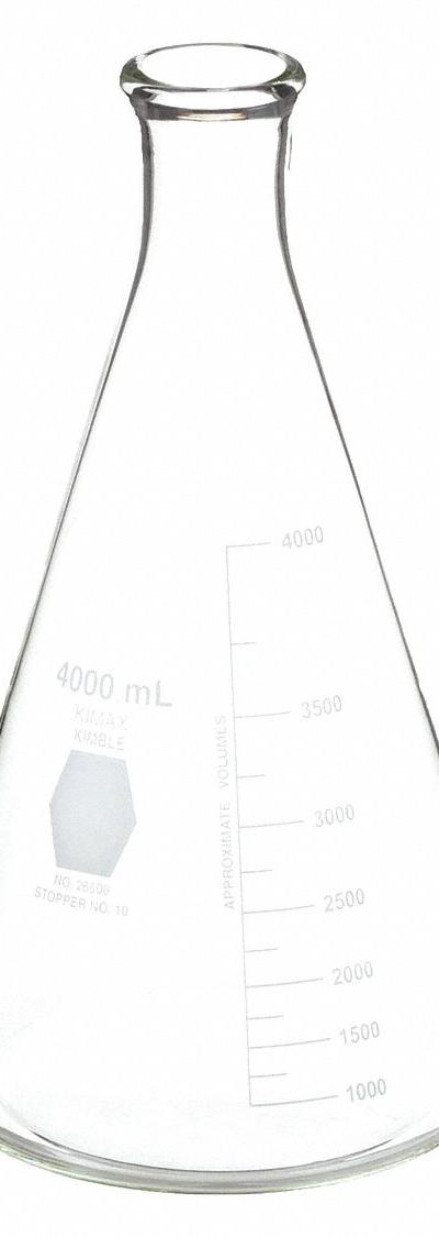 KIMBLE Erlenmeyer Flask: 4 L - Glass Erlenmeyer Flasks