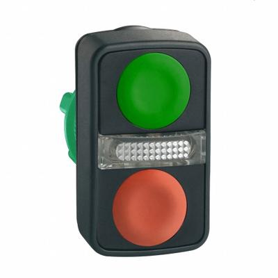 SCHNEIDER Multihead Operator: Illuminated, 3 Button, Flush Profile - Illuminated Multihead Push-Button Operators
