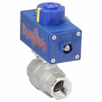 DYNAQUIP CONTROLS Pneumatically Actuated Two-Way Ball Valve: 3/4 in, Stainless Steel, FNPT x FNPT (MPN P2S24AJDA032A). Key specifications — Brand: DYNAQUIP CONTROLS; Pilot Solenoid Voltage: 115V AC.