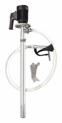 DAYTON Electric Drum Pump: Pump with Hose & Nozzle, 1 1/10 hp HP, 120 V AC, 15 gpm, SS (MPN 55EC79). Key specifications — Brand: DAYTON; Suction Tube Material: SS.