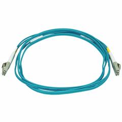 MONOPRICE Fiber Optic Patch Cord: Multi-Mode, 2 m Lg, LC End 1, LC End 2, Aqua, PVC, 2 Fiber Count (MPN 6386). Key specifications — Fire Rating: Riser; Jacket Material: PVC; Number of Fibers: Duplex; Brand: MONOPRICE; _Fiber Optic Cable Style: 50/125µ OM4.