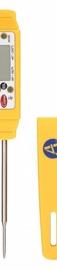 COOPER ATKINS Digital Thermometer: -40°F to 392°F /-40°C to 200°C, 0.1°F /0.1°C (MPN DPP400W). Key specifications — Brand: COOPER ATKINS; Accuracy: ±2 °F/1 °C @ 14 to 212 °F/-10 to 100 °C, ±3 °F/1.5 °C Otherwise.