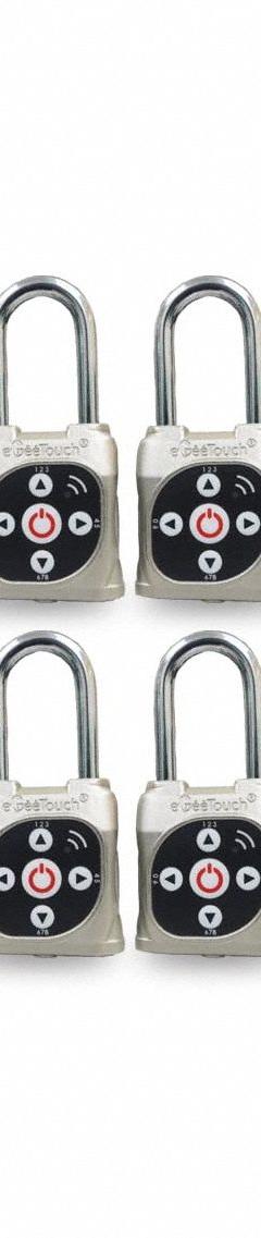 EGEETOUCH Bluetooth Padlock: Silver, Zinc Die-Cast, Stainless Steel Shackle (MPN 5-05305-94-12). Key specifications — attr1351169: Bluetooth; attr1314123: EGEETOUCH.