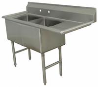 ADVANCE TABCO Scullery Sink: 2 Bowls, 43 in Overall Ht, 74 1/2 in Overall Lg, 30 in Overall Wd (MPN FC-2-2424-24R). Key specifications — Brand: ADVANCE TABCO.