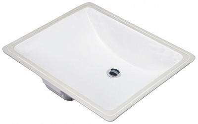GERBER Bathroom Sink: White, Vitreous China, 18 3/4 in Overall Lg, 14 3/4 in Overall Wd - Undermount Bathroom Sinks without Faucets