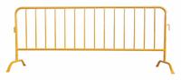 APPROVED VENDOR Crowd Control Barrier: Manual Carry, 40 1/2 in Ht, 8 1/2 ft Lg, 20 in Wd, Yellow (MPN 31DW07). Key specifications — Brand: APPROVED VENDOR; Portability: Manual Carry; Material: Steel; Message: No Legend; Includes: (2) Curved Removable Feet; Finish: Powder Coated; Connecting Option: Interlocking; ADA Compliance: No.