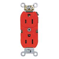 LEVITON Receptacle: Duplex, 5-15, Red, 125V AC, 15 A, 2 Pole / 3 Wire (MPN 5262-IGR)