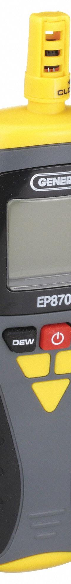 GENERAL Temperature Humidity Meter: Onboard, Ambient Temp/Dew Point/Relative Humidity, 14°F to 122°F (MPN EP8703). Key specifications — attr1107597: GENERAL; attr1134764: Not Included.