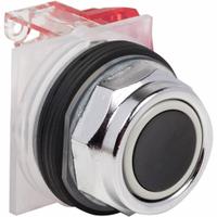 SCHNEIDER Flush Push Button Operator: Non-Illuminated, Flush Profile, Metallic, 30 mm, 1NC (MPN 9001KR1BH6). Key specifications — Brand: SCHNEIDER; Action: Momentary; Series: 9001K; Push Button Material Type: Metallic.