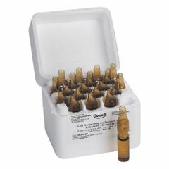 HACH Primary Chlorine Standard Solution: 2 mL Volume, 50 to 75 mg/L, Ampule, 7681-52-9, Solution, 20 (MPN 1426820). Key specifications — Brand: HACH; CAS Number: 7681-52-9; Chemical Family Type: Solution; Concentration: 50 to 75 mg/L; Container Type: Ampule; Manufacturer Part Number: 1426820; Product Type: Primary Chlorine Standard Solution.