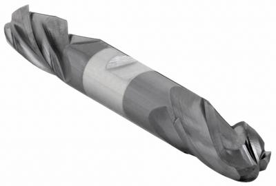 CLEVELAND Ball End Mill: Carbide, TiAlN Coated, Double End, 4 Flute, 1/2" Mill Dia - Double-End Carbide Ball End Mills