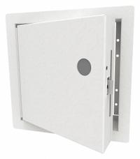 BABCOCK-DAVIS Access Door: 10 in Ht, 10 in Wd, Piano Hinge, Exposed Flange, Steel, Powder Coated (MPN BSTM1010). Key specifications — Brand: BABCOCK-DAVIS; Hinge Type: Piano; Metal Material Gauge: 14 ga (Outer Door); Mounting Location: Wall; Flange Type: Exposed; Material: Steel.