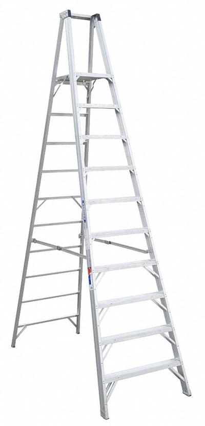 WERNER Platform Stepladder: 10 ft Ladder Size, Aluminum, 300 lb Load Capacity - Lightweight Aluminum Platform Stepladders