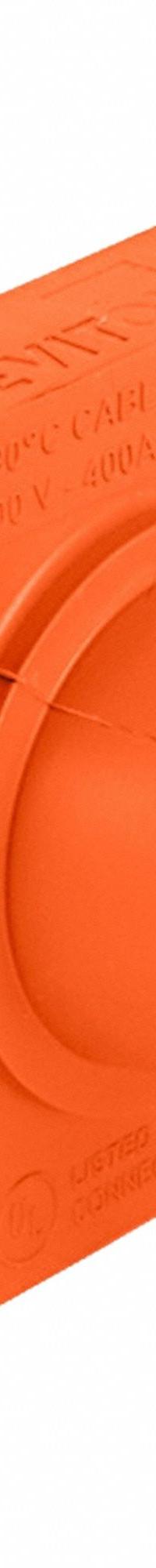 Single Pole Receptacle: Orange, Straight Taper Nose Mating, Half Round with Tapped Hole Termination (MPN 16R20-UO). Key specifications — Series: 16; Receptacle Gender: Female; Brand: LEVITON.
