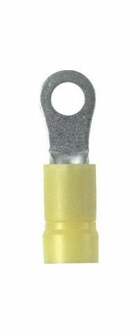 PANDUIT StrongHold(TM) EV10-10RB-Q Ring Terminal: Yellow, Vinyl Insulation, #10 Stud Size, 600 V. Key specifications — attr1308027: PANDUIT; attr1356513: EV10; attr1356587: Funnel Entry.