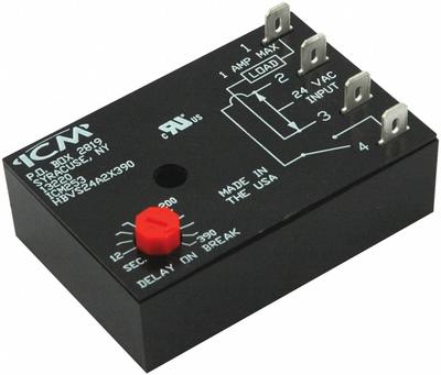 ICM Time Delay Relay: Off Delay, Fan Blower Control, 12 sec to 390 sec, 18 to 30V AC - Adjustable Time-Delay Relays