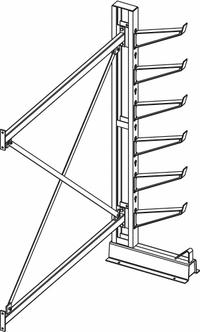 JARKE Cantilever Rack: Add-On, Medium-Duty, 75 in x 26 1/2 in x 84 in, Inclined Arm, 1 Usable Sides (MPN CR-1A). Key specifications — Arm Style: Inclined; Brand: JARKE.