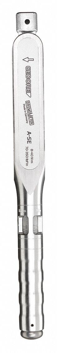 GEDORE Micrometer Torque Wrench: Foot-Pound, Newton Meter, 9mm x 12mm Drive Size (MPN 8480-01). Key specifications — attr310211: 9mm x 12mm; attr310212: 8 N-m to 40 N-m; attr310215: Yes; attr324953: GEDORE.