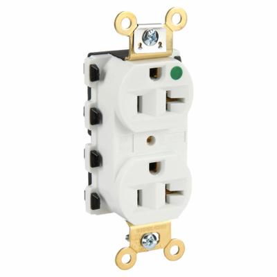 HUBBELL Receptacle: Hospital Grade Fed. Spec., Duplex, 5-20R, White, 125V AC, 20 A - General Purpose Receptacles