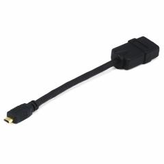 MONOPRICE HDMI Adapter: (1) Micro HDMI Male x (1) HDMI Female Adapter, Black (MPN 7603). Key specifications — Product Type: Audio/Video Adapter; Manufacturer Part Number: 7603; Brand: MONOPRICE; End 1 Connection Type: Micro HDMI Male; End 2 Connection Type: HDMI Female.