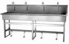SANI-LAV Wash Station: 45 in Overall Ht, 77 in Bowl Lg, 8 in Bowl Dp, 2 gpm Flow Rate, 16 ga (MPN 58F1). Key specifications — Includes Side Splash: Side Splash Not Included; Brand: SANI-LAV.
