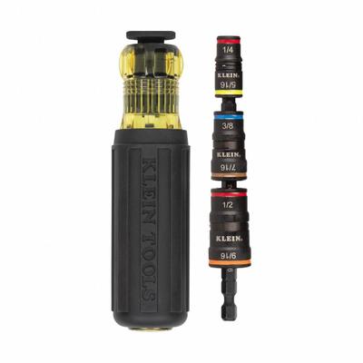 KLEIN TOOLS: Nut Driver/Phillips/Slotted/Square/Torx Tip, 10 1/4 in Overall Lg - Combination Multi-Bit Screw & Nut Drivers