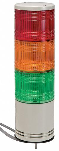 SCHNEIDER Tower Light Assembly: 3 Tier, Green/Orange/Red, No Sounder Tier, 372 mm Overall Ht (MPN XVC1M3K). Key specifications — Manufacturer Part Number: XVC1M3K; Brand: SCHNEIDER; Operating Voltage: 100 to 240V; Light Tier Color: Orange.