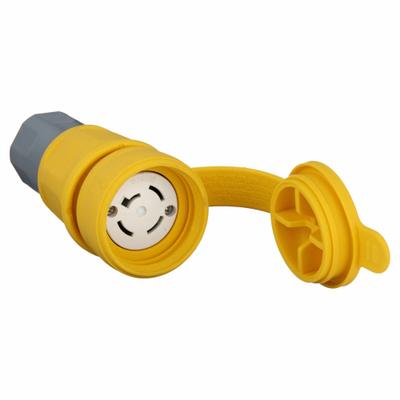 HUBBELL Locking Connector: Non-NEMA, Yellow, 120/208V AC, 20 A Current Rating, 4 Poles - Watertight Connectors