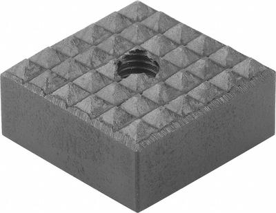 KIPP Gripper Pad w/Tapped Through-Hole: Carbide, Fine, 12 mm Face Wd, M5 - Square Gripper Pads with Tapped Through-Hole