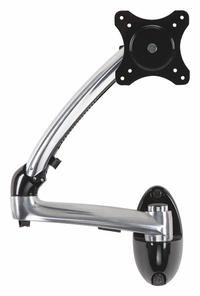 PEERLESS Monitor Arm: Wall, For 29 in Screens, Max. 17.8 lb, Fixed, 180° Swivel, 90° Down, 45° Up (MPN LCW620A). Key specifications — Manufacturer Part Number: LCW620A; Finish: Gloss; Material: Aluminum; Mounting Location: Wall; Brand: PEERLESS; Color: Black.