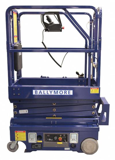 BALLYMORE Mobile Personnel Lift: Battery, Drivable, 10 ft Elevated Platform Ht - Drivable Scissor Lifts