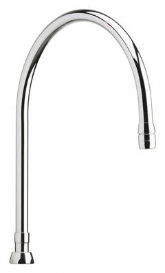 CHICAGO FAUCETS Spout: Spout, Gooseneck, Swivel Spout, Brass, Polished Chrome, 2.2 gpm Flow Rate (MPN GN12AE3SWGJKABCP). Key specifications — Includes: Mounting Hardware; Product Type: Spout; Spout Style: Swivel; Body Material: Brass; Color/Finish: Polished Chrome; Brand: CHICAGO FAUCETS.