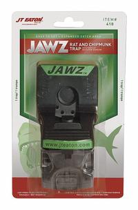 JAWZ Rat Trap: Snap Trap, 8 1/2 in Overall Ht, 5 7/8 in Overall Wd, Plastic, Reusable (MPN 410). Key specifications — Reusable: Yes; Material: Plastic; Brand: JAWZ.