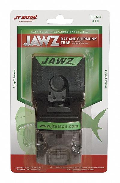 JAWZ Rat Trap: Snap Trap, 8 1/2 in Overall Ht, 5 7/8 in Overall Wd, Plastic - Rodent Traps