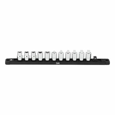 SK PROFESSIONAL TOOLS Socket Set: 3/8 in Drive, 11 Piece, 4-Point/Male Pipe Plug - SAE Pipe Plug Socket Sets