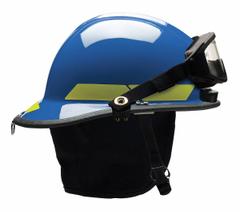 BULLARD Fire Helmet: Blue, Modern Rear Brim, Chin Strap, 6-Point Sure-Lock(R) Ratchet (MPN PXSBLTLGIZ2). Key specifications — Color: Blue; Chin Strap: Yes; Brand: BULLARD; Style: Modern Rear Brim; Suspension: 6-Point Sure-Lock(R) Ratchet.