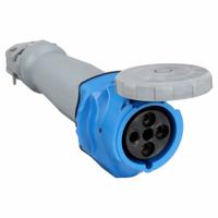 HUBBELL Pin and Sleeve Connector: Blue, 250V AC, Three Phase, 100 A, 3 Pole, 4 Wire, IEC Grounding (MPN HBLS4100C9W). Key specifications — Brand: HUBBELL.